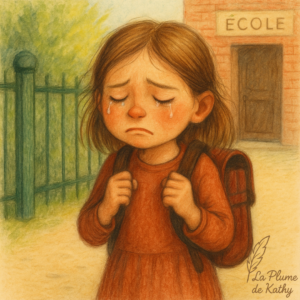 image d'une enfant triste - petite fille quand l'école pesait sur mon cœur